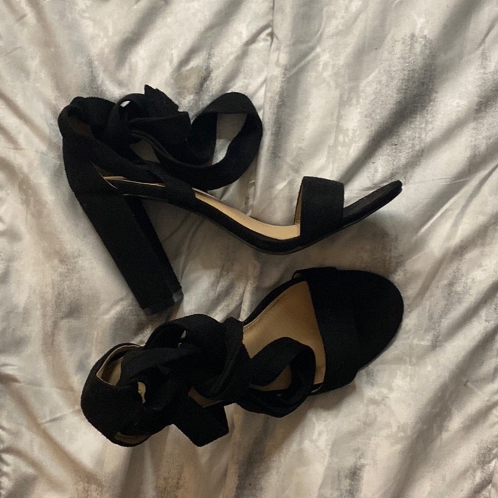 Lace Up High Block Heel Leg Wrap Strappy Dress Sandal by Glaze